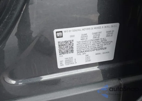 2023 Chevrolet Equinox Fwd Lt from USA, damaged, VIN 3GNAXKEGXPS109528